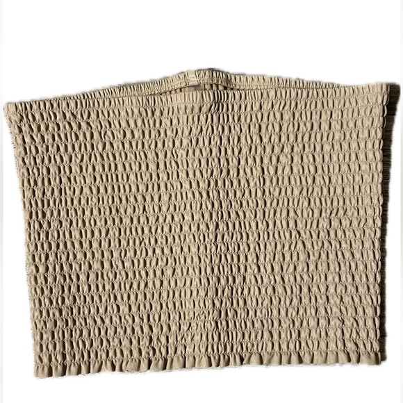 Commando Faux Leather Smocked Tube Top in Sand - Picture 3 of 5